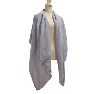 MONDAY Women's Light Blue Linen Blend Oversized Scarf Shawl Beach Boho
